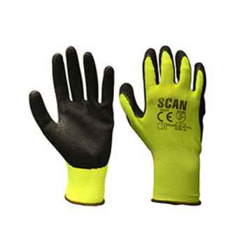 Image of Scan Yellow Foam Latex Coated Gloves Size 9 